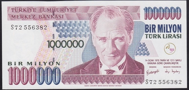 7.EMİSYON 3.TERTİP 1 000 000 LİRA S72 556382 ÇİLALTI ÇİL