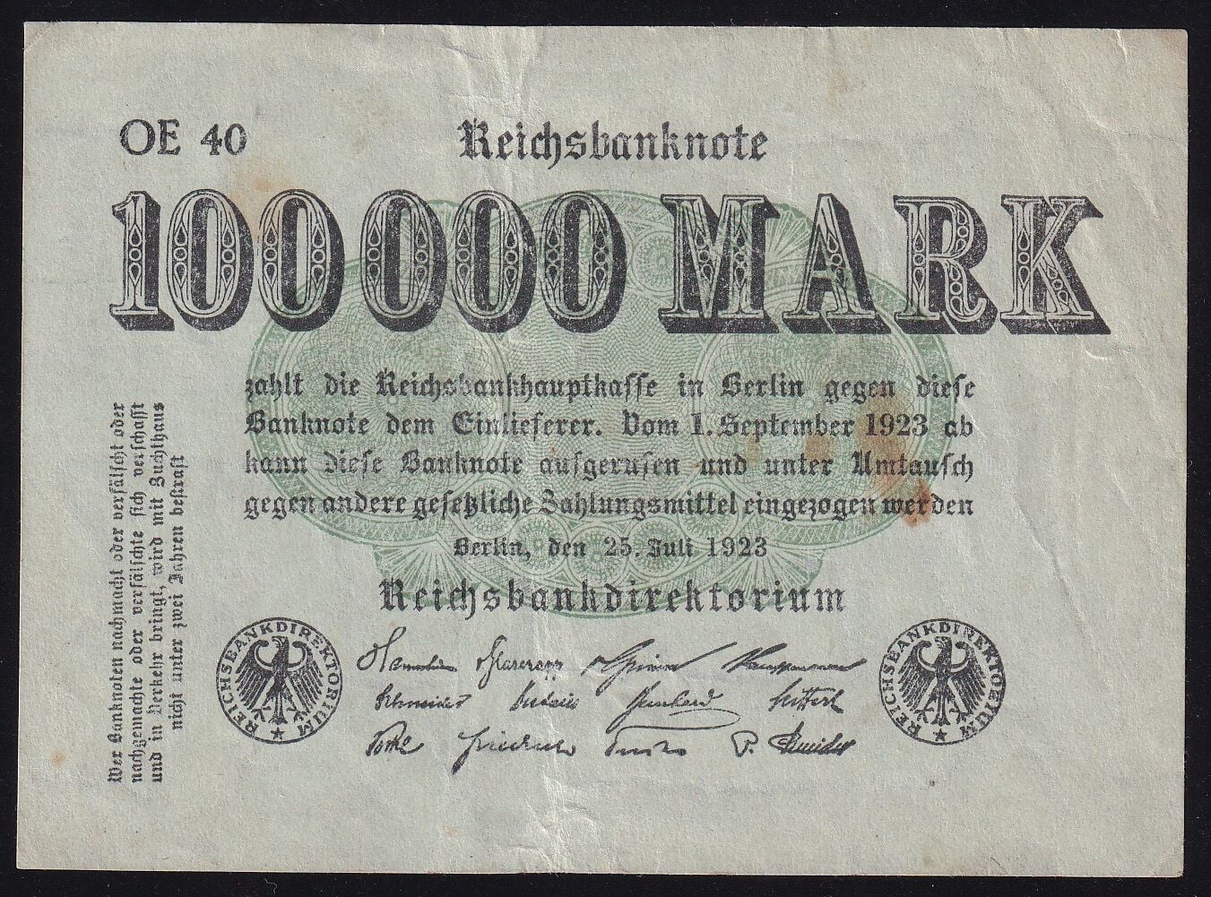 Almanya 100000 Mark 1923 Çok Temiz+