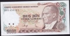 7.Emisyon 4.Tertip 5000 Lira H60 456512 Çilaltı Çil