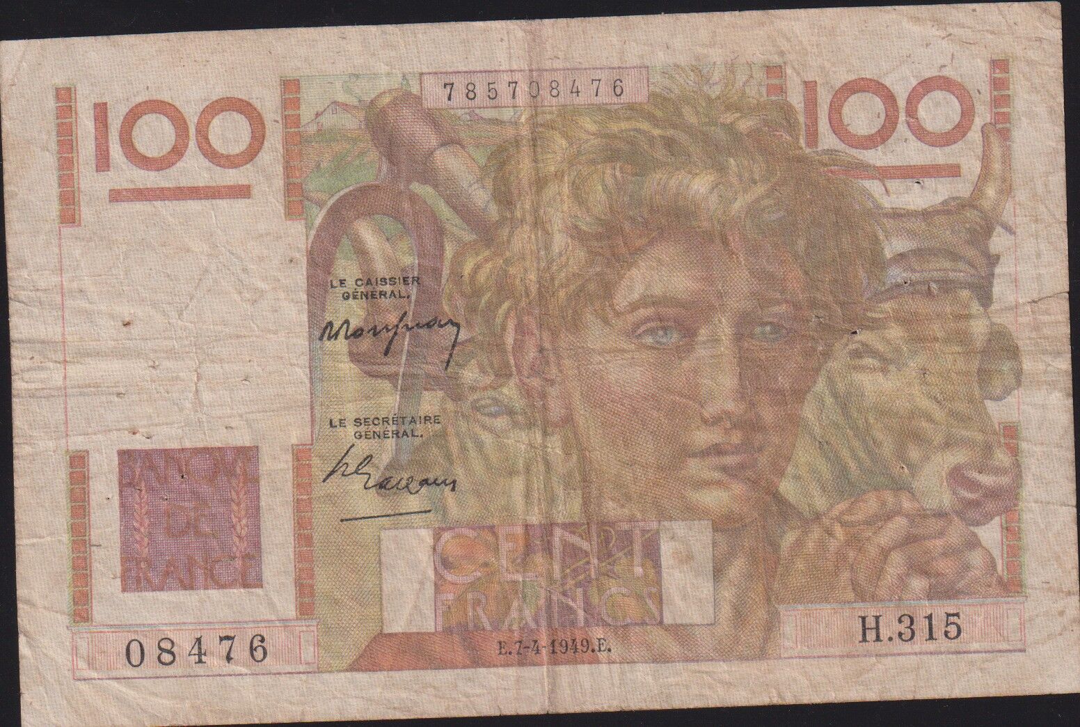 Fransa 100 Frank 1949 Çok Temiz