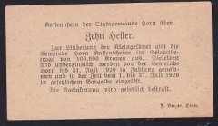 AVUSTURYA 10 HELLER NOTGELD 1920 ÇİL