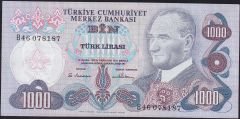6.Emisyon 1.Tertip 1000 Lira B46 078187 Çilaltı