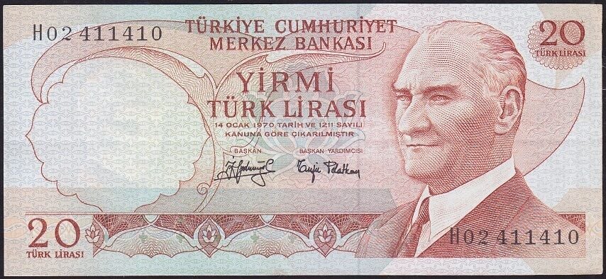 6.Emisyon 3.Tertip 20 Lira H02 411410 Çok Çok Temiz