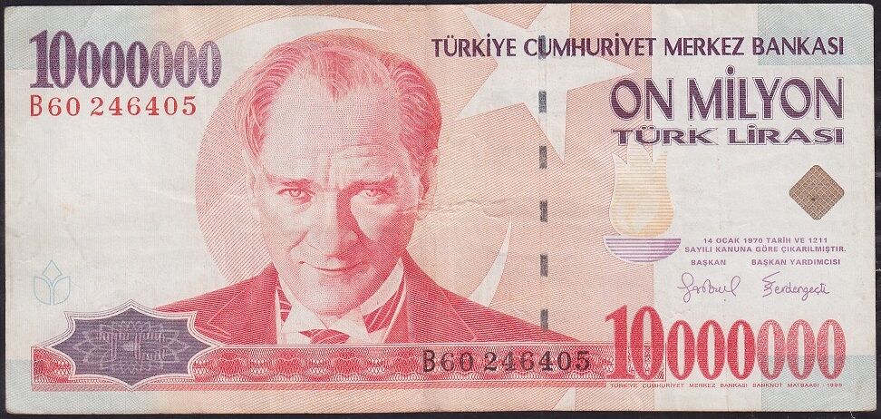 7.Emisyon 10 000 000 Lira B60 246405 Çok Temiz