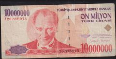 7.Emisyon 10 000 000 Lira A28 818013 Çok Temiz