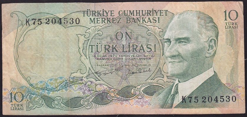 6.Emisyon 2.Tertip 10 Lira K75 204530 Çok Temiz
