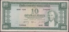 5.Emisyon 3.Tertip 10 Lira Y26 34646 Çok Temiz