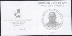 Hatıra Para Sertifikası - Mehmed Akif Ersoy - 1997 Yılı