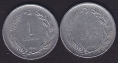 1960 Yılı 1 Lira (Ters Düz Takım)