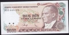 7.Emisyon 4.Tertip 5000 Lira H35 840009 Çil