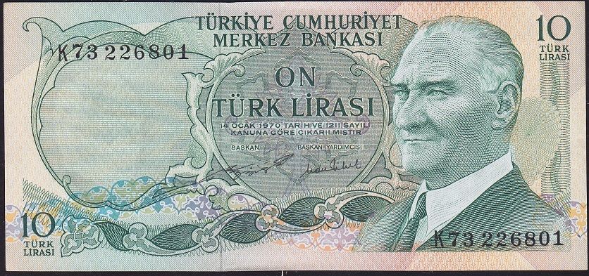 6.Emisyon 2.Tertip 10 Lira K73 226801 Çilaltı Çil