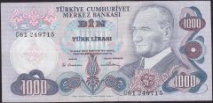 6.EMİSYON 1.TERTİP 1000 LİRA C61 249715 ÇOK TEMİZ +