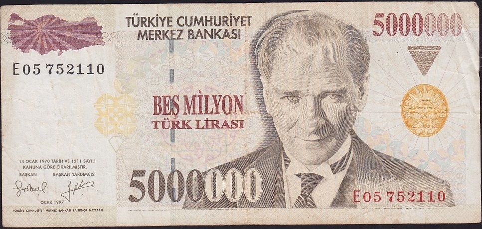 7.Emisyon 5 000 000 Lira E05 752110 Çok Temiz