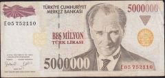 7.Emisyon 5 000 000 Lira E05 752110 Çok Temiz