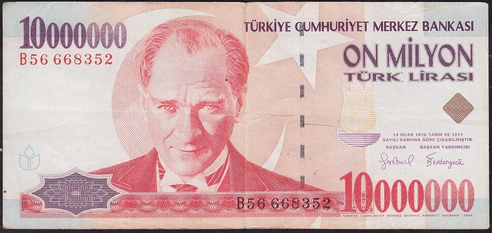 7.Emisyon 10 000 000 Lira B56 668352 Çok Temiz