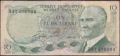 6.EMİSYON 1.TERTİP 10 LİRA D47 406294 ÇOK TEMİZ