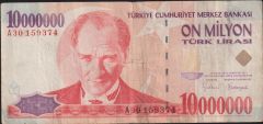 7.Emisyon 10 000 000 Lira A30 159374 Temiz+