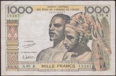 Batı Afrika Devletleri 1000 Frank 1959 -1981 Çok Temiz+ ( Fildişi Sahili ) Pick 103A/h