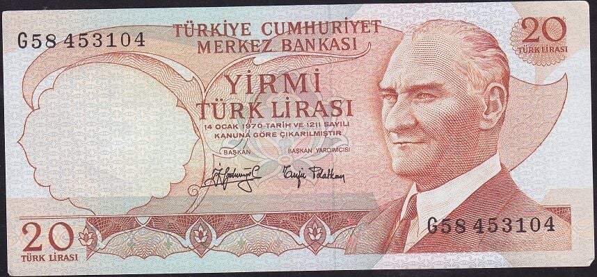 6.Emisyon 3.Tertip 20 Lira G58 453104 Çilaltı Çil