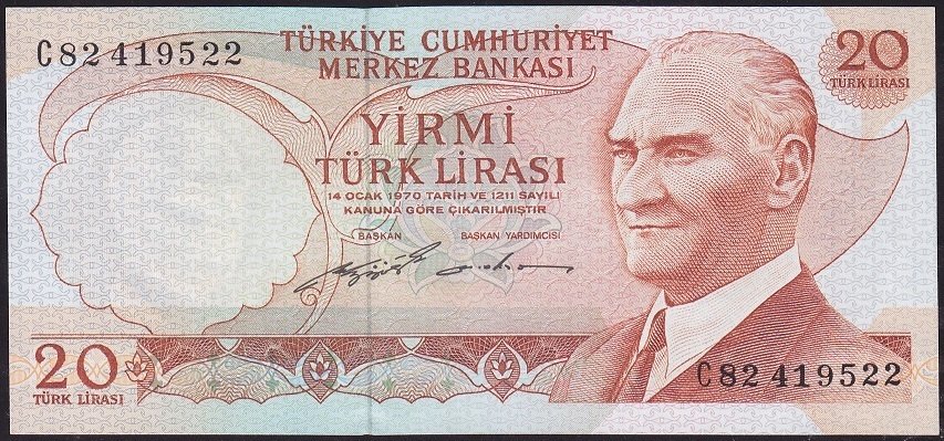 6.Emisyon 2.Tertip 20 Lira C82 419522 Çilaltı