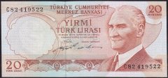 6.Emisyon 2.Tertip 20 Lira C82 419522 Çilaltı