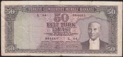 5.Emisyon 6.Tertip 50 Lira L66 004665 Çok Temiz