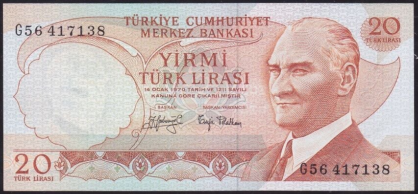 6.Emisyon 3.Tertip 20 Lira G56 417138 Çilaltı Çil