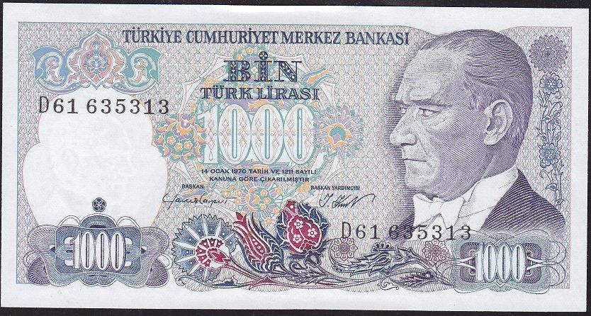 7.Emisyon 1.Tertip 1000 Lira D61 635313 Çilaltı Çil
