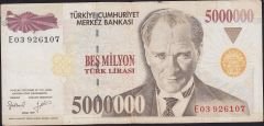 7.Emisyon 5 000 000 Lira E03 926107 Çok Temiz