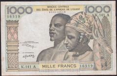 Batı Afrika Devletleri 1000 Frank 1959 -1981 Çok Temiz+ ( Fildişi Sahili ) Pick 103A/?