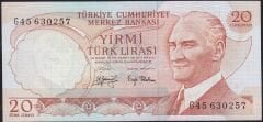 6.Emisyon 3.Tertip 20 Lira G45 630257 Çilaltı