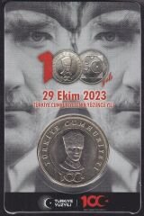 2023 Yılı 100.Yıl Tedavül Hatıra 5 Lira Çil Özel Kapamalı