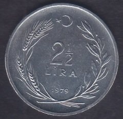1979 YILI 2.5 LİRA FAO ÇİLALTI ÇİL eski para alan yerler