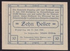 AVUSTURYA 10 HELLER NOTGELD 1920 ÇİL