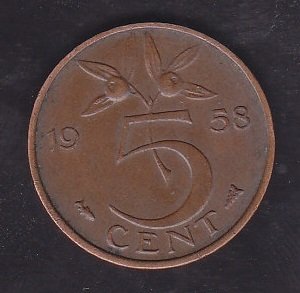 HOLLANDA 5 CENT 1958