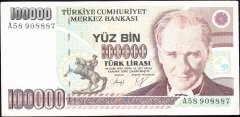 7.Emisyon 1.Tertip 100000 Lira A58 908887 Çok Temiz +