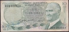 6.EMİSYON 1.TERTİP 10 LİRA D24 302513 ÇOK TEMİZ +