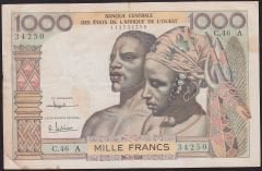 Batı Afrika Devletleri 1000 Frank 1961 Çok Temiz+ ( Fildişi Sahili ) Pick 203B/b