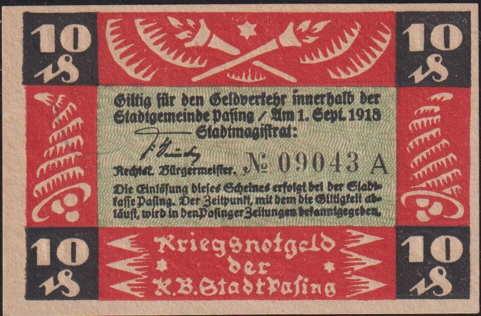Almanya 10 Pfennig Notgeld 1918 Çil