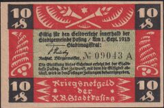 Almanya 10 Pfennig Notgeld 1918 Çil