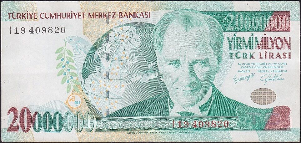 7.Emisyon 20 000 000 Lira I19 409820 Çok Temiz+
