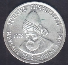 1978 YILI 200 LİRA 1978 MEVLANA VUSLAT YILI ANISI GÜMÜŞ ÇİLALTI ÇİL