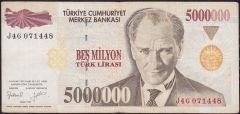 7.Emisyon 5 000 000 Lira J46 071448 Çok Temiz