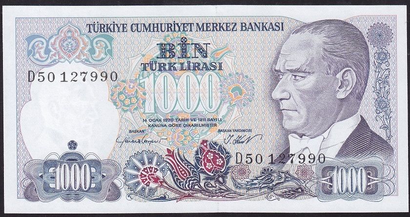 7.Emisyon 1.Tertip 1000 Lira D50 127990 Çil