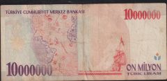 7.Emisyon 10 000 000 Lira C17 357639 Çok Temiz