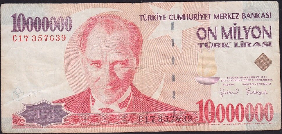 7.Emisyon 10 000 000 Lira C17 357639 Çok Temiz