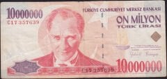 7.Emisyon 10 000 000 Lira C17 357639 Çok Temiz