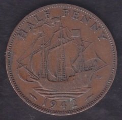 İNGİLTERE HALF (1/2) PENNY 1942