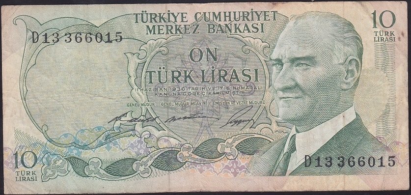 6.EMİSYON 1.TERTİP 10 LİRA D13 366015 ÇOK TEMİZ +