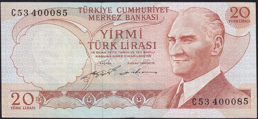 6.Emisyon 2.Tertip 20 Lira C53 400085 Çok Temiz+